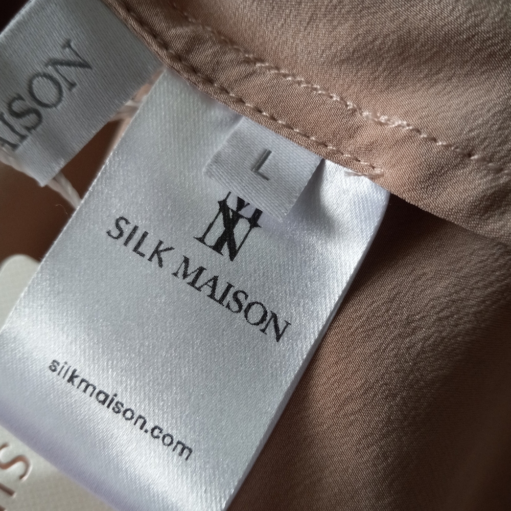 Silk Mason 100% Mulberry Silk Slip Midi Dress Desert Rose L - Picture 7 of 16